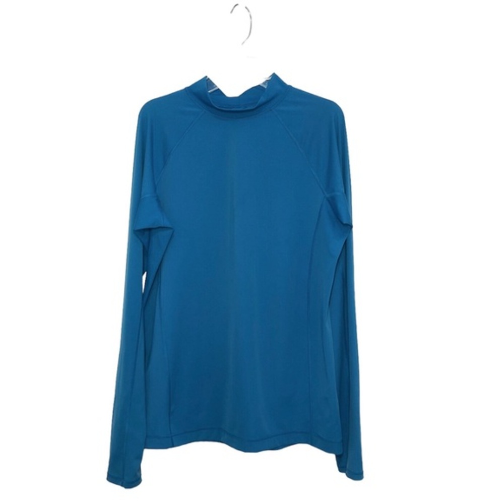 Lands' End Stretchy Mock Neckline Long Sleeve Blue Top L